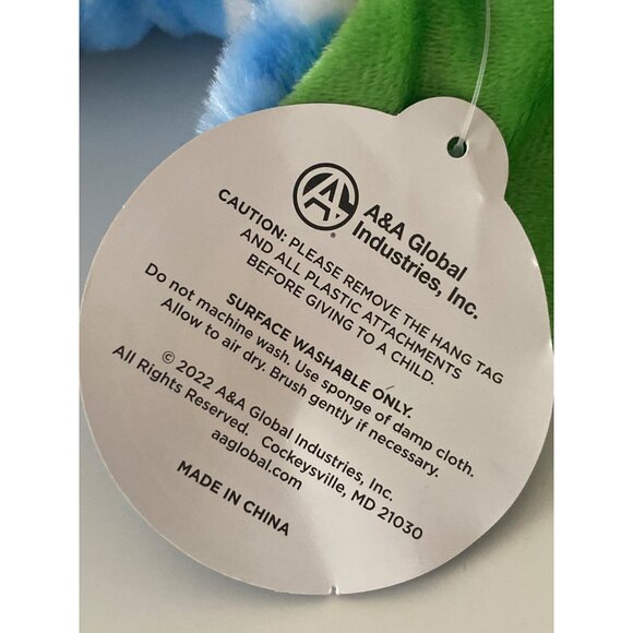 World Plush Inc Elephant Green Ears Feet Blue White Clouds Claw Machine Prize - Picture 5 of 9